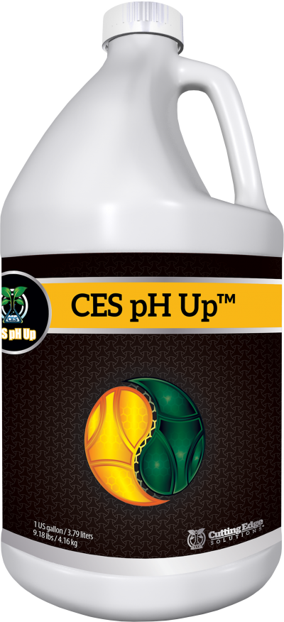 Hydroponics gallon bottle of CES pH Up buffer solution